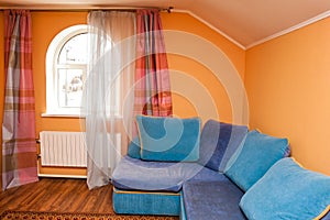 Room interior with arched window