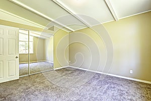 Room interior in soft ivory with mirror door closet