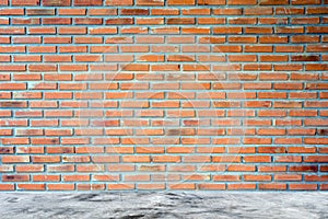 Room Interior With White Brick Wall And Concrete Floor, Nobody,