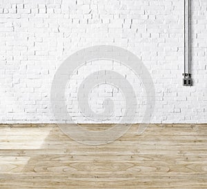 Room Made of Brick Wall and Wooden Floor