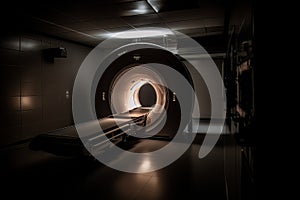 Room with an MRI scanner with art lighting AI