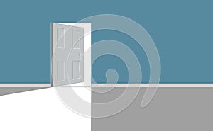 Room open door light coming from outside flat vector