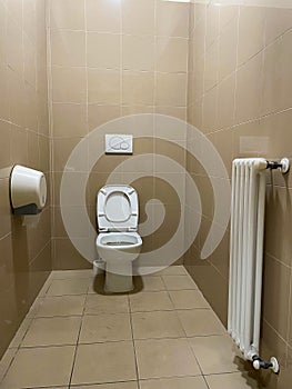 room with open toilet seat bathroom