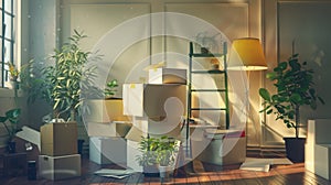 The Room with Packing Boxes.AI generated image