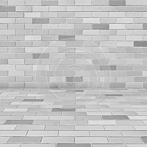 Room perspective white brick wall texture