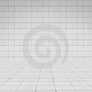 Room perspective white tile wall texture