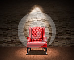 Room with red armchair