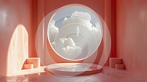 Room With Round Window and Clouds