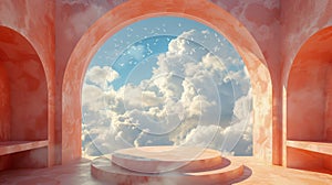 Room With Round Window and Clouds