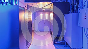 room with rows of server hardware in data center timelapse