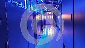 room with rows of server hardware in data center timelapse