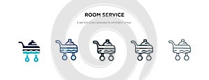Room service icon in different style vector illustration. two colored and black room service vector icons designed in filled,
