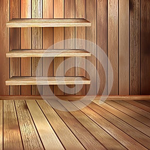 Room with the shelfs and wooden floor. EPS 10