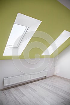 Room with slanting window
