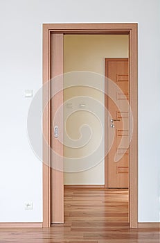 Room with sliding doors