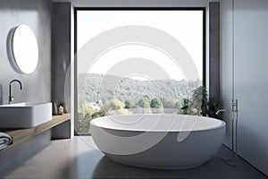 room tub indoor style apartment home house white window design interior. Generative AI.