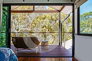 Room with a view, shady deck facing greenery