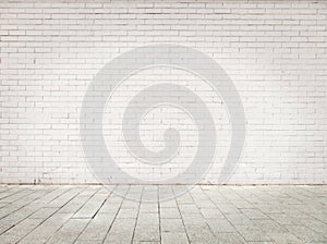 Room with white bricks wall photo