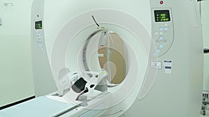 Room with white magnetic resonance tomograph