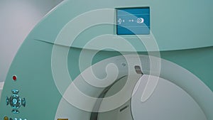 Room with white magnetic resonance tomograph for examination of the human