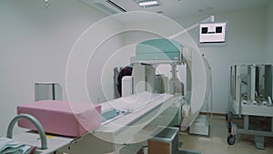 Room with white magnetic resonance tomograph for examination of the human