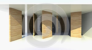 Room with wood partition, abstract architecture