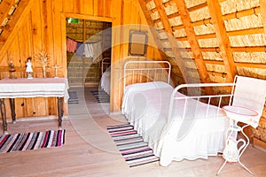 Room in a wooden hut