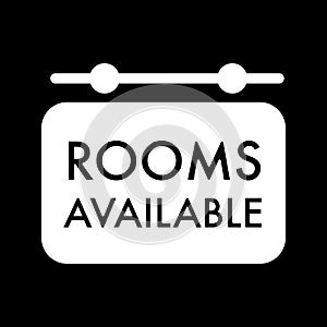 Rooms available vector icon. Line design on black background.