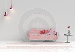 Rooms of Love on Valentine`s Day. Background and interior. 3D rende