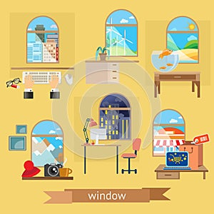 Rooms and windows illustrations