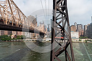 The Roosevelt Island Tramway and Upper East Side in New York