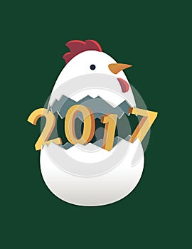 Rooster 2017 Chinese New Year flat 3d greeting card. background. beautiful colorful and bright. Celebration with , place