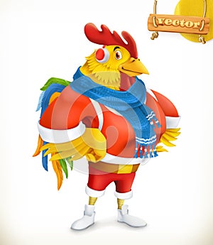 Rooster. Animal 2017. New Year mascot. 3d vector cartoon character