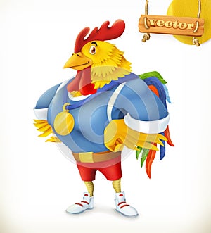 Rooster. Animal 2017. Champion athlete. 3d vector cartoon character photo