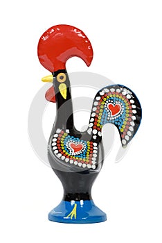 Rooster of Barcelos on white background photo