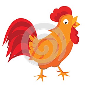 Rooster in cartoon style, 2017 new year symbol. Isolated
