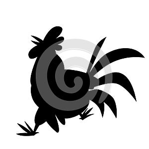 Rooster cartoon vector illustration black silhouette profile
