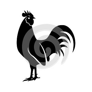 Rooster chicken silhouette vector illustration, perfect for farming or pet design. flat design style