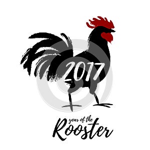 Rooster - chinese new year symbol hand drawn painted illustration.