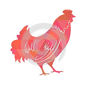 Rooster. Cock. Abstract logo, icon. Red as symbol of new year 2017 in Chinese calendar. Monochrome illustration