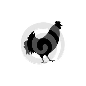 Rooster. Cock. Abstract logo, icon. Red as symbol of new year 2017 in Chinese calendar. Monochrome illustration