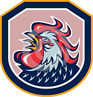 Rooster Cockerel Crowing Shield Retro