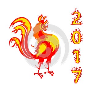 Rooster fire as symbol of new year 2017