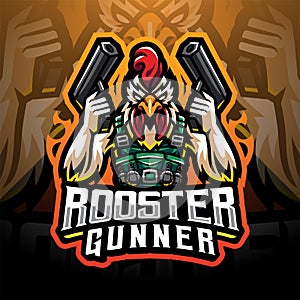 Rooster gunner mascot logo