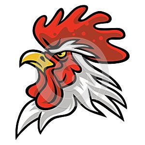 Rooster Head Angry Fierce Sports Mascot Logo Cartoon Character Design Illustration Vector