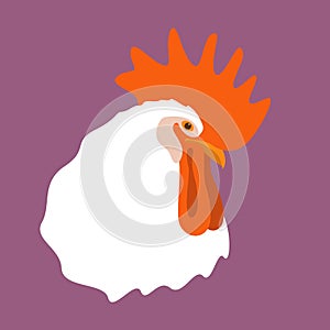 Rooster head bird vector illustration flat style profile