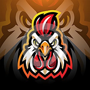 Rooster head esport mascot logo design