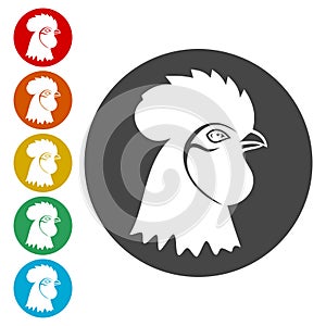 Rooster head icons set