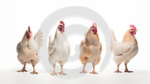 rooster and hen on a white background