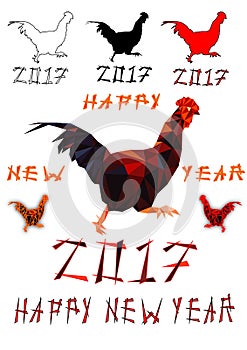 Rooster Isolated Polygon Vector Polygonal symbol of 2017 on the Chinese calendar